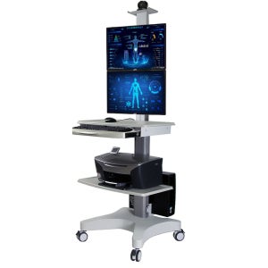 이동식 듀얼 모니터 컴퓨터카트 PC모니터스탠드 의료 연구 업무용 워크스테이션 AMS-110
