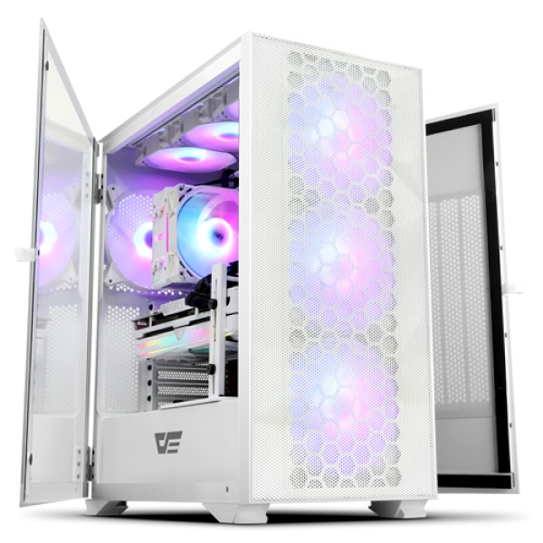 다크플래쉬 DLX21 RGB MESH 강화유리 미들타워 화이트