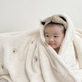 마이리틀데이지 신생아 아기 유아 극세사 블랭킷 겨울 이불 - 체리 플라워 별빛 자수 이미지