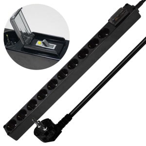 블랙멀티탭 10구 2.5M 220V 돼지코 누전차단기 전기콘센트 PC멀티텝 컴퓨터 사무실