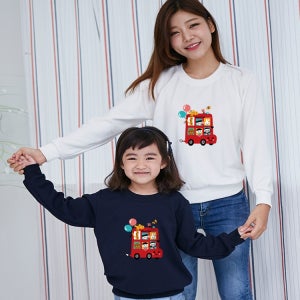 국내산 특양면 맨투맨 티셔츠 아트 디자인 스쿨 버스 5색