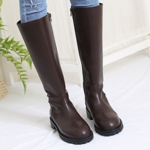 5cm 키높이 레더 첼시 롱부츠