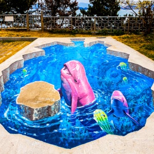 고래 트릭아트 동물 입체 스티커 벽화 디자인 제작 시공