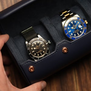 PISTOS 블루 소가죽 피스토스 시계 파우치 케이스 보관함 슬라이딩 쿠션 3구