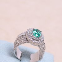 고급 합성 그린 에메랄드 반지 ring 14k