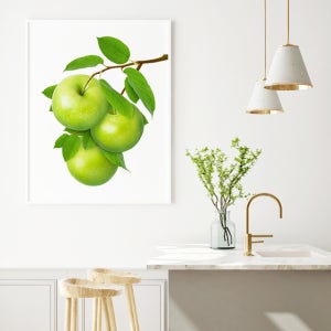 사과 No52 열매 결실 금전운을 부르는 청사과 그림 캔버스 액자 3호