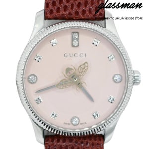 기획 W국내품 구찌 여자 시계 632111 I18W0 8761 다이아몬드 29mm 리자드스트랩 핑크다이얼 금장 PVD골드비세컨즈 G-타임리스