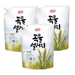 트리오 곡물설거지 우리밀 주방세제 리필 1200ml 3개
