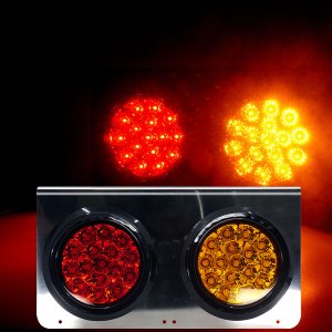 C-008 / 24V 사각 2구 스텐판 LED테일램프/ 데루등 후미등 화물차등 브레이크등 /레드-옐로우
