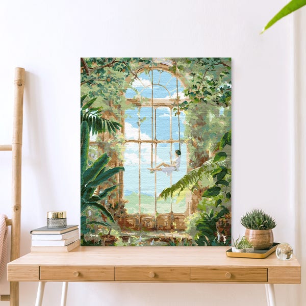 명화그리기 대형 유화 그림 풍경화 감성 취미 그리기세트 DIY 숲의 아이 40x50cm