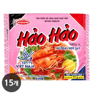 베트남라면 에이스쿡 하오하오 HAOHAO 새우맛 77g, 15개