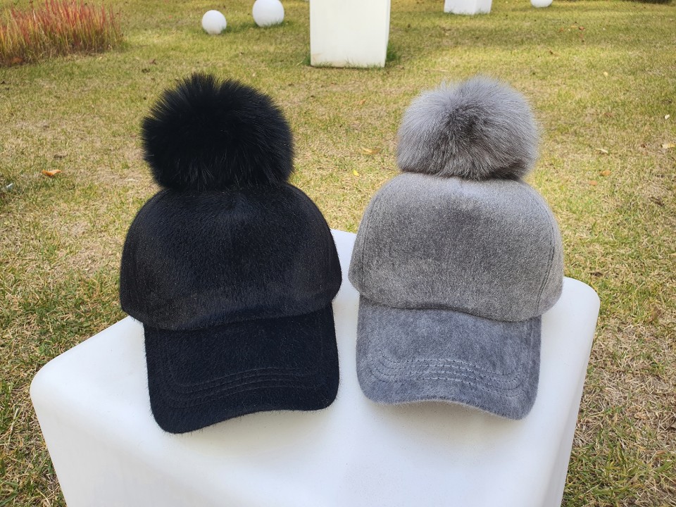 천연 폭스모자 털방울모자 폼폼이모자 골프모자 (방울포함)