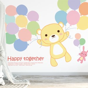 해피투게더베어3 아이방 어린이 아기방 그림 뮤럴벽지 포인트벽지