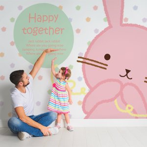 해피투게더래빗1 아이방 어린이 아기방 그림 뮤럴벽지 포인트벽지