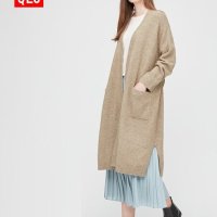 유니클로 여성 수플레 레이스 롱 니트 코트 (긴 소매) 428870 UNIQLO