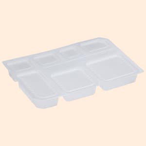 한통식판 6찬 세트(본체+뚜껑) - 한통도시락 배달전용 보온 일회용식판