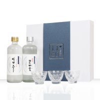 전통주애 선물1호 문배주 25도 375ml 이강주 25도 375ml 잔3