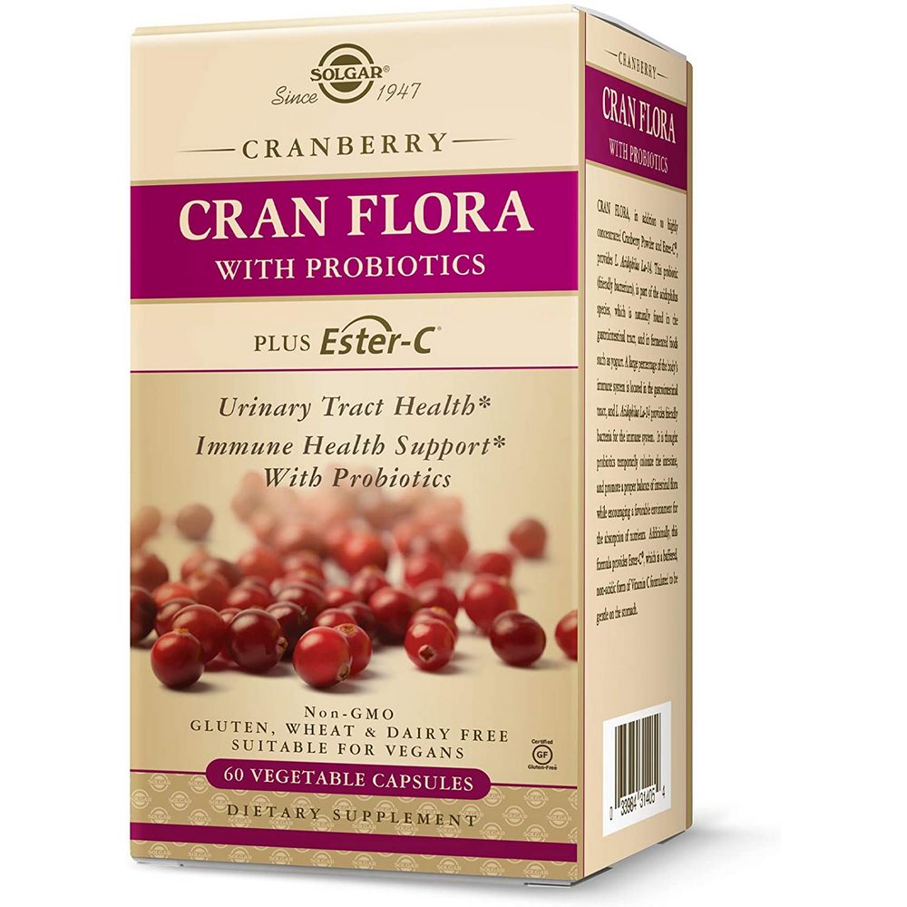 솔가 크랜 플로라 프로바이오틱 엔터씨 Solgar CRAN FLORA w/ Probiotics Plus Ester-C 60정