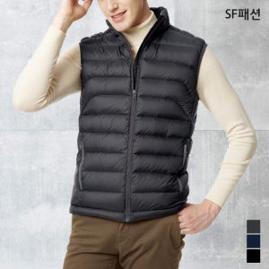 남녀공용 오리털 하이넥 조끼 덕다운 패딩