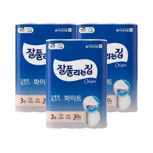 케이에이치커머스 잘풀리는집 화이트 28m 3겹 30롤x3팩