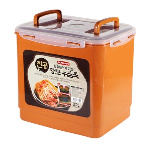 로이첸 황토 참숯 누름판 플라스틱 밀폐용기 김치통 22L 2개