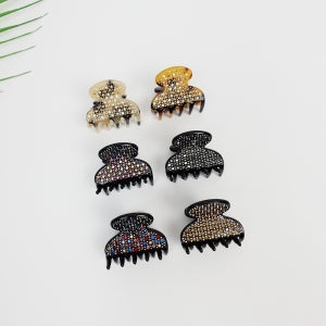 프랑스핀 블랙 반달 큐빅 스톤 미니 헤어 집게핀