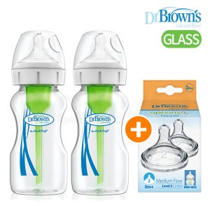 닥터브라운 유리 젖병 와이드넥 270ml 2개입+젖꼭지