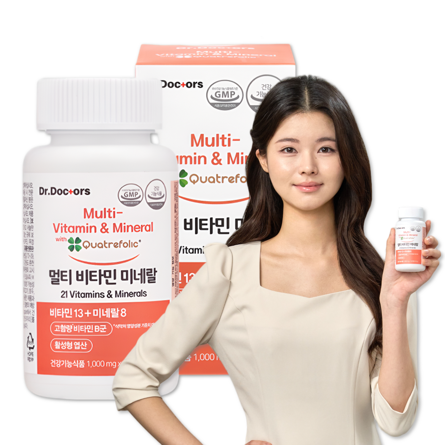 <b>닥터닥터스</b> 멀티비타민 <b>미네랄</b> 활성형 엽산 고함량 비타민B군 120정, 1개