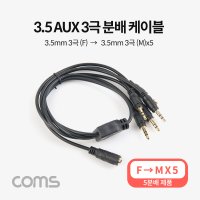 IF716 AUX케이블(3극/5분배)/50cm/3.5mmAUX(F)to(M)x5