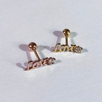 14K GOLD / LOVE piercing 큐빅 러브 이니셜 레터링 금 피어싱 귀걸이