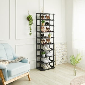 플라스틱 조립식 코너 틈새 신발장 슈즈랙 더블 10단