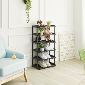 플라스틱 조립식 코너 틈새 신발장 슈즈랙 더블 6단