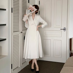 [자체제작] (MADE이유있는베스트) 결혼식 하객룩 에일린 숄카라 롱 A라인 원피스 op10151