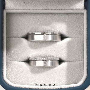 (네오 클래식) 천연 다이아몬드 커플링 웨딩밴드 심플한 결혼반지 (남+여 세트)