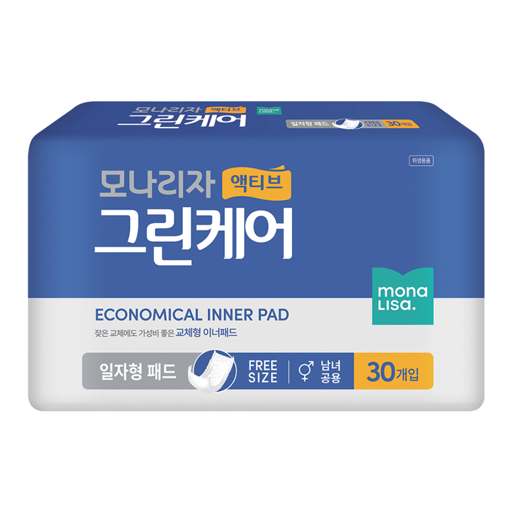 모나리자 액티브 그린<b>케어</b> 초강력흡수 안심샘방지 일자형패드 30매