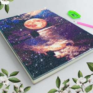 4+1 DIY 보석십자수 로맨틱한 밤바다 캔버스형 비즈 큐빅 십자수 집순이 임산부 취미