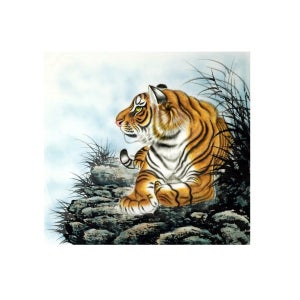 동양화 호랑이그림 벽걸이그림, 사이즈 70x65cm, 100% 수작업 유화그림주문제작