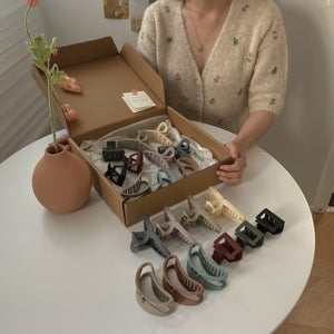 [10개세트/무배] 심플 무광 매트 헤어 집게핀 한판 세트 (크라프트 박스 포장)