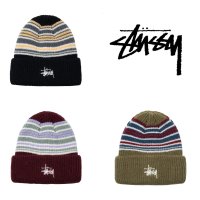 (국내배송) 스투시 스트라이프 커프 비니 Stussy Striped Cuff beanie