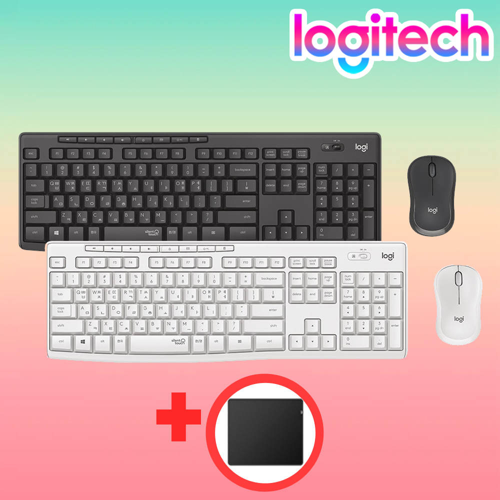 [국내정품] 로지텍 MK295 Silent 무소음 무선 키보드 마우스 세트 한글 사무용
