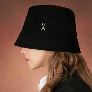 코듀로이 스터드 드롭 버킷햇 블랙