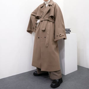130cm 슬릿 남자 오버핏 롱 울 로브 맥 로브 더블 발마칸 맥시 가운 코트