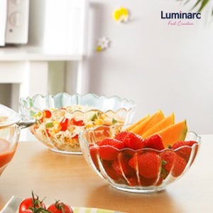 1+1 렌지가능 루미낙 유리볼 아케이드 베이킹 요거트볼 샐러드 시리얼 그릇 18cm