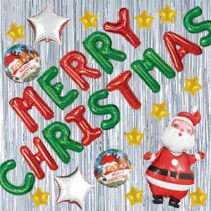 [풀세트] 크리스마스풍선 장식 가랜드 MERRY CHRISTMAS 은박풍선 파티세트