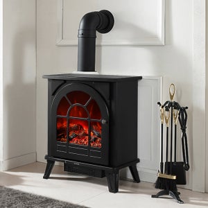 전기벽난로 로망L 부지깽이+연통세트 미니온풍기 거실온풍기