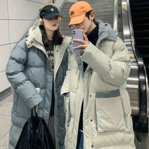 커플 롱 패딩 남자 돕바 벤치코트