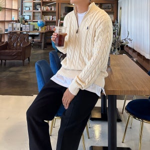 폴로 랄프로렌 남자 코튼 꽈배기 하프집업 반집업 니트 ( 9 color )