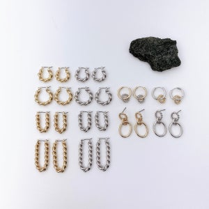 14K 데일리 꼬임 꽈배기 링 후프귀걸이 6종