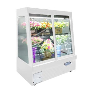 꽃냉장고 사선형 UKGS-W1200BF 화이트 꽃쇼케이스 상부냉각 특허 꽃집 플라워 화원 진열장 상부냉각 UV살균 저소음냉동콤프 콤프워런티3년 주문제작가능