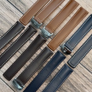 히어쉬 태그호이어 호환 고급 시계줄 폴딩 디버클 가죽 시계 스트랩 밴드 20mm 22mm